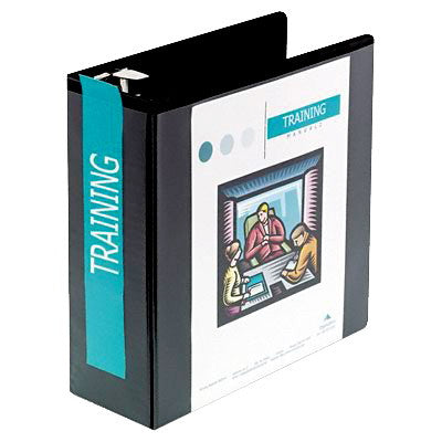 D-Ring Vinyl View Binder, 4in Capacity, Black